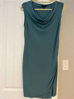 Ann Taylor Teal Cowl Neck Midi Dress